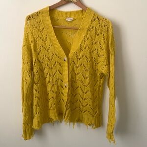 Mustard raw edge cardigan